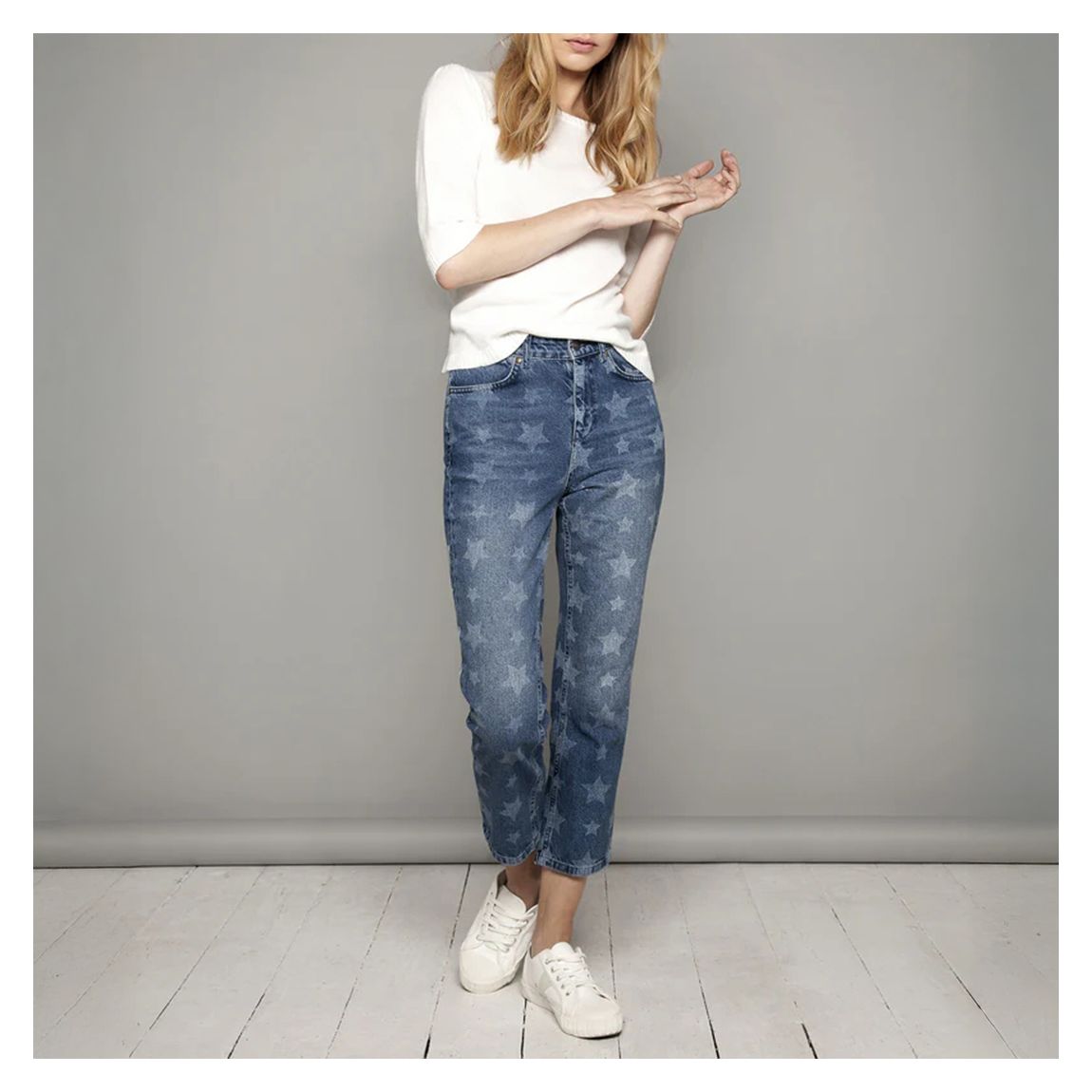 Boy Dazzler Boyfriend Fit Jeans with Star Print main product photo