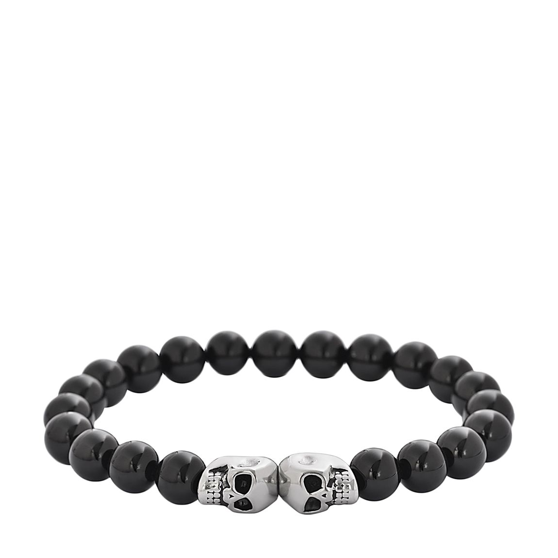 Men's Silver / Black Onyx Skull Bracelet main product photo