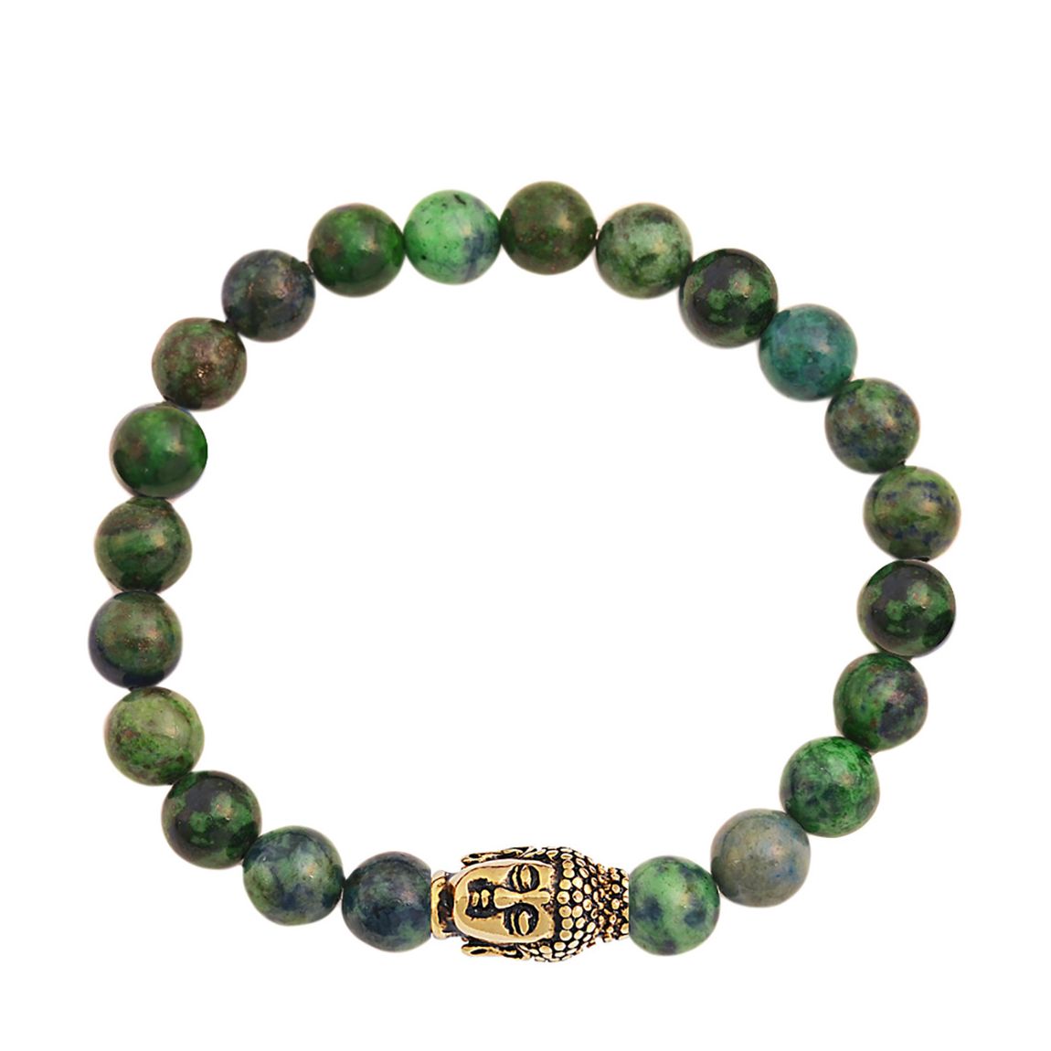 18K Gold Plated Carved Buddha And Jade Bracelet main product photo
