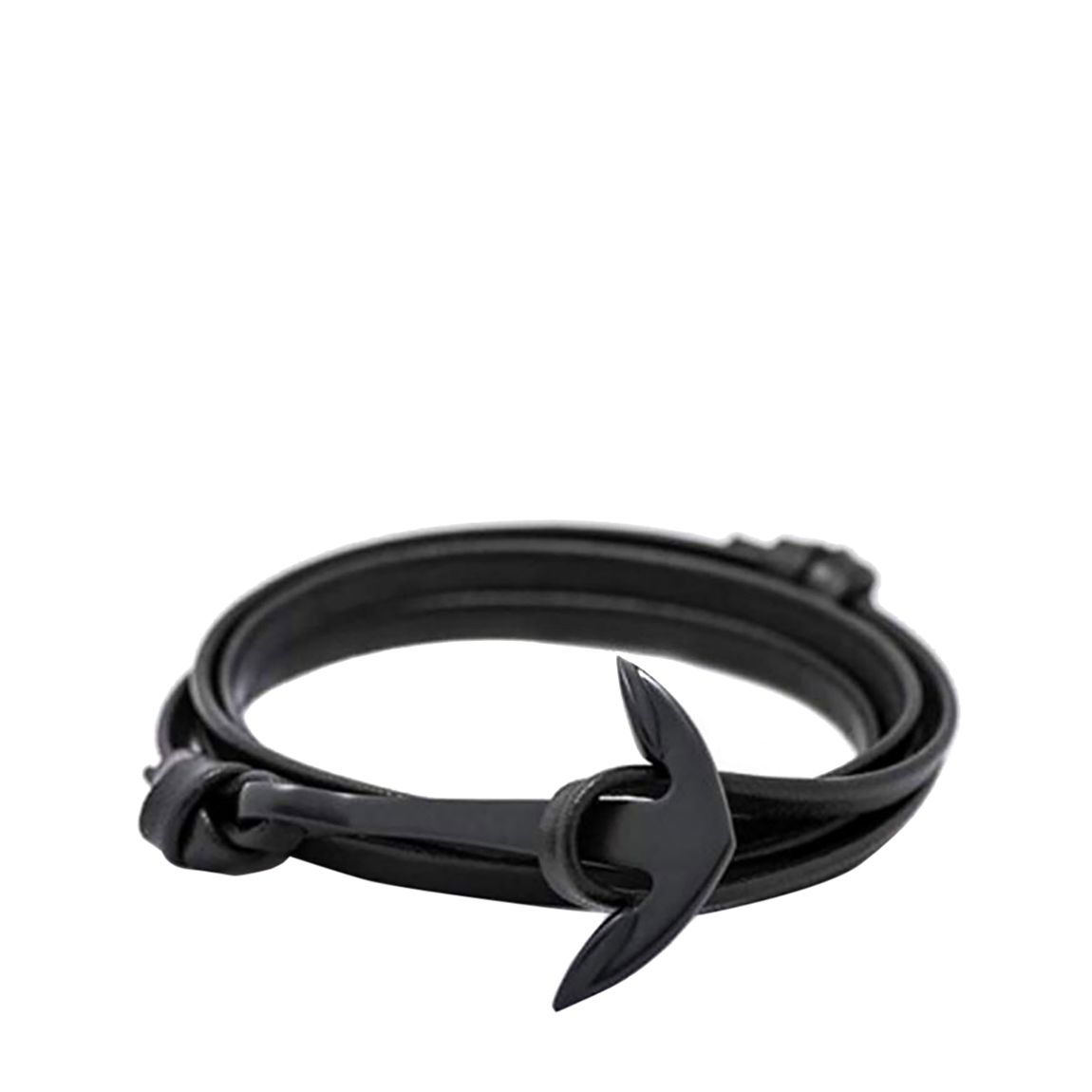 Black Plated And Leather Anchor Bracelet main product photo