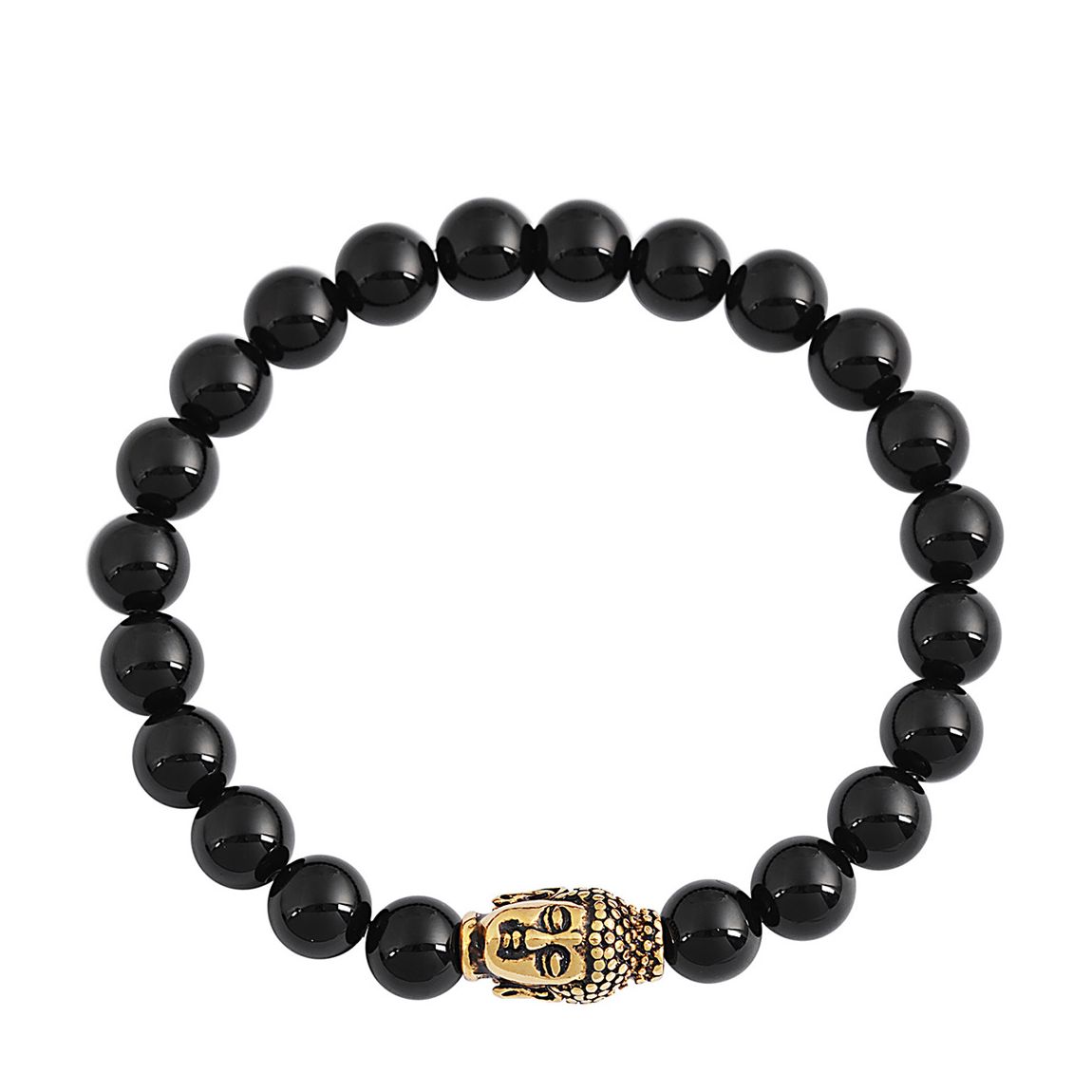 18K Gold Plated Carved Buddha And Onyx Bracelet main product photo