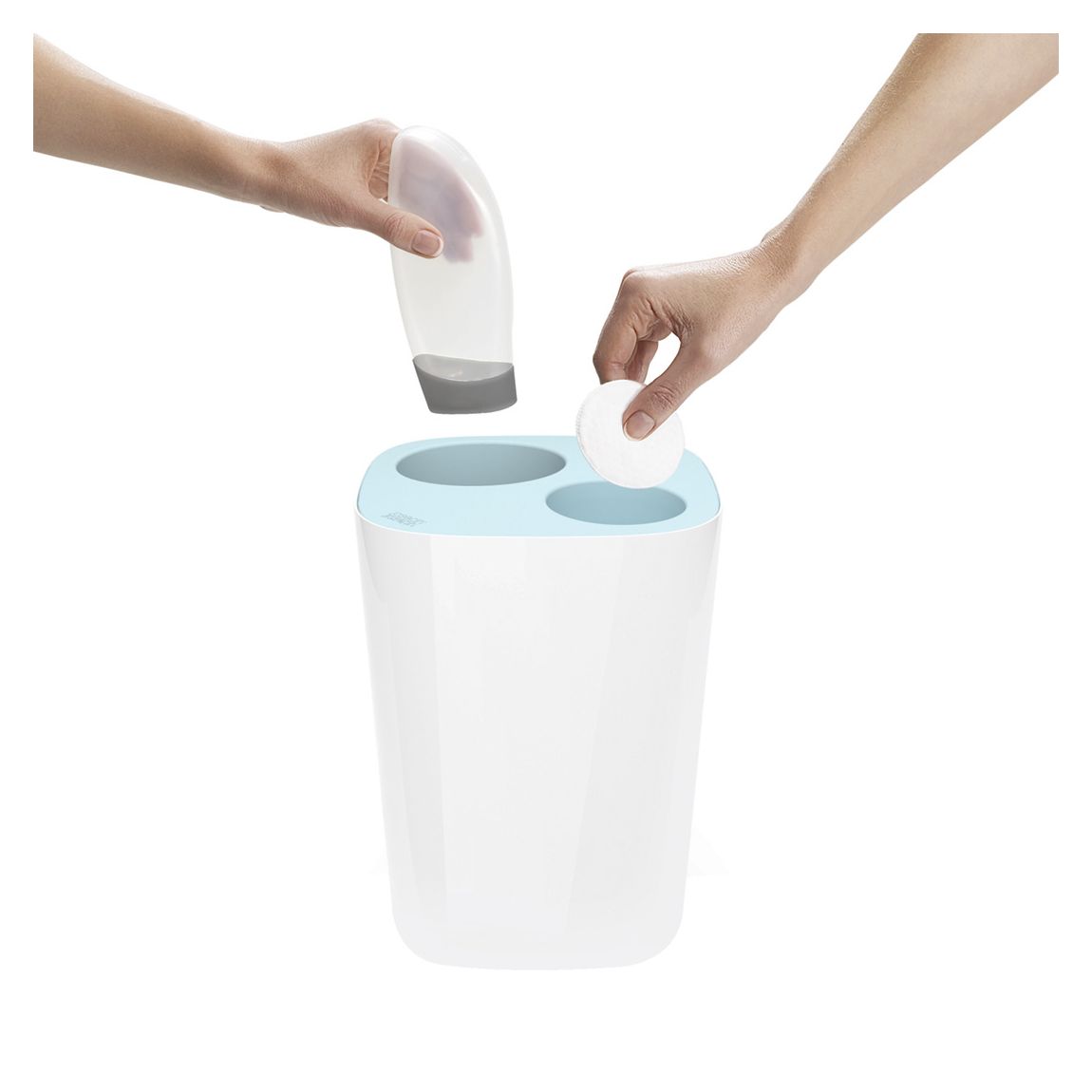 Split 8L Bathroom Bin, White/Blue main product photo