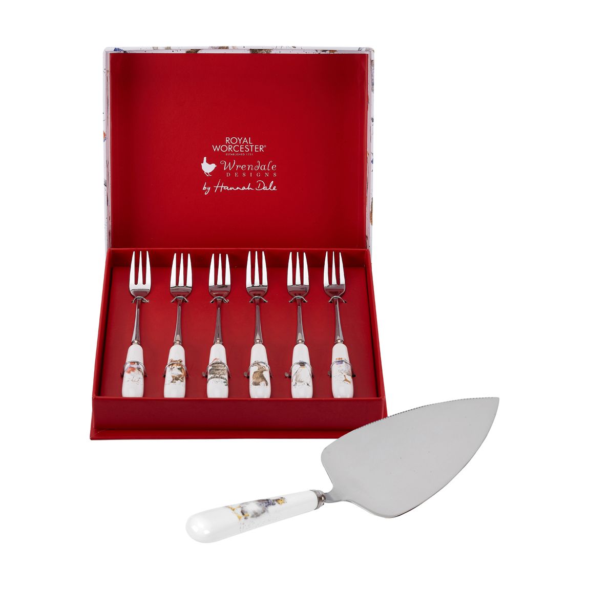 Set of 6 Pastry Forks & Cake Slice main product photo