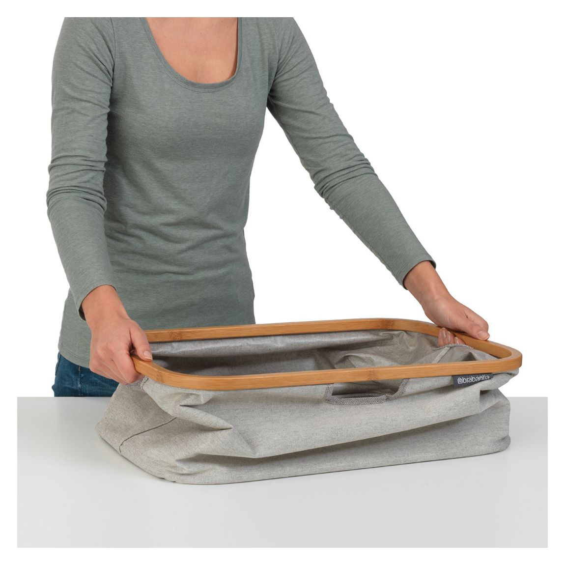 Grey Foldable Laundry Basket, 40L main product photo