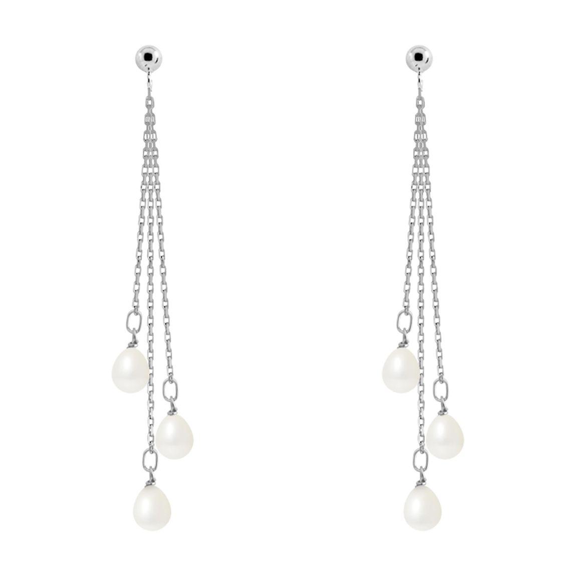 Silver/Green Pearl Drop Earrings 6-7mm main product photo
