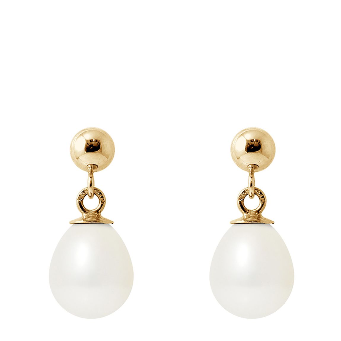 White/Yellow Gold Pear Pearl Earrings 7-8mm main product photo