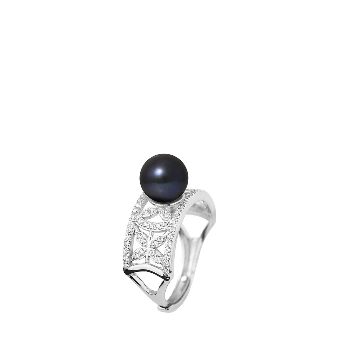 Black Tahitian Round Pearl Ring 8-9mm main product photo