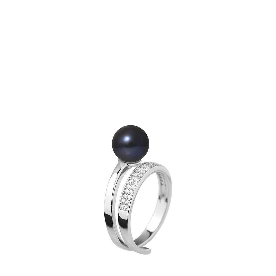 Black Tahitian Round Pearl Ring 8-9mm main product photo