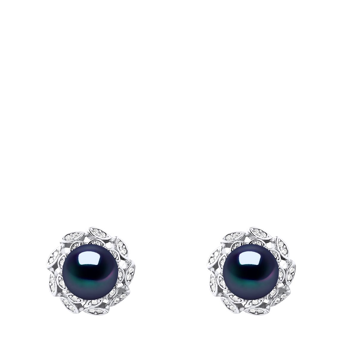 Black Tahiti Button Pearl Earrings 8-9mm main product photo