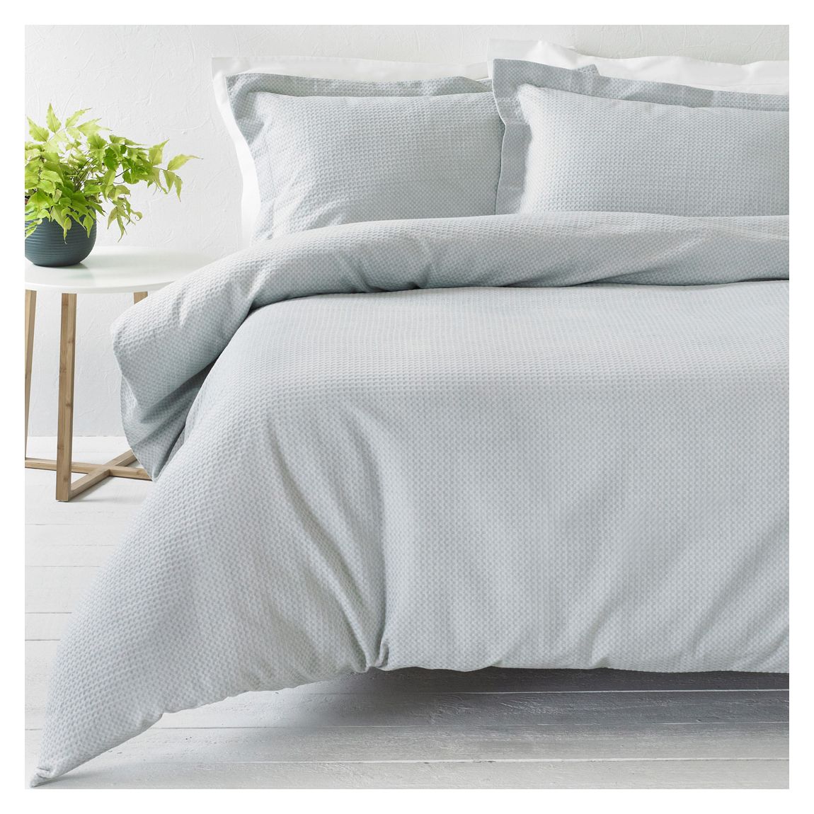 Waffle Single Duvet Cover Set, Silver main product photo