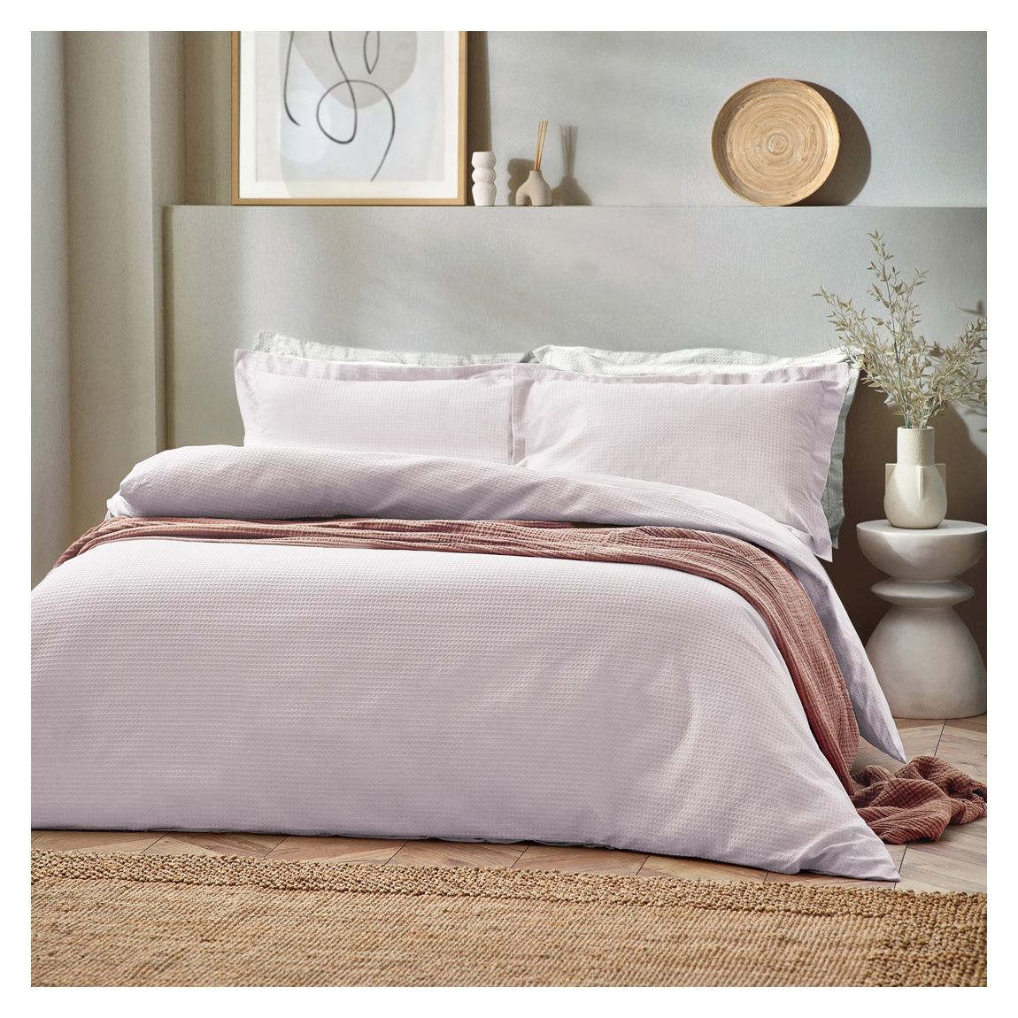 Waffle Double Duvet Cover Set, Blush main product photo