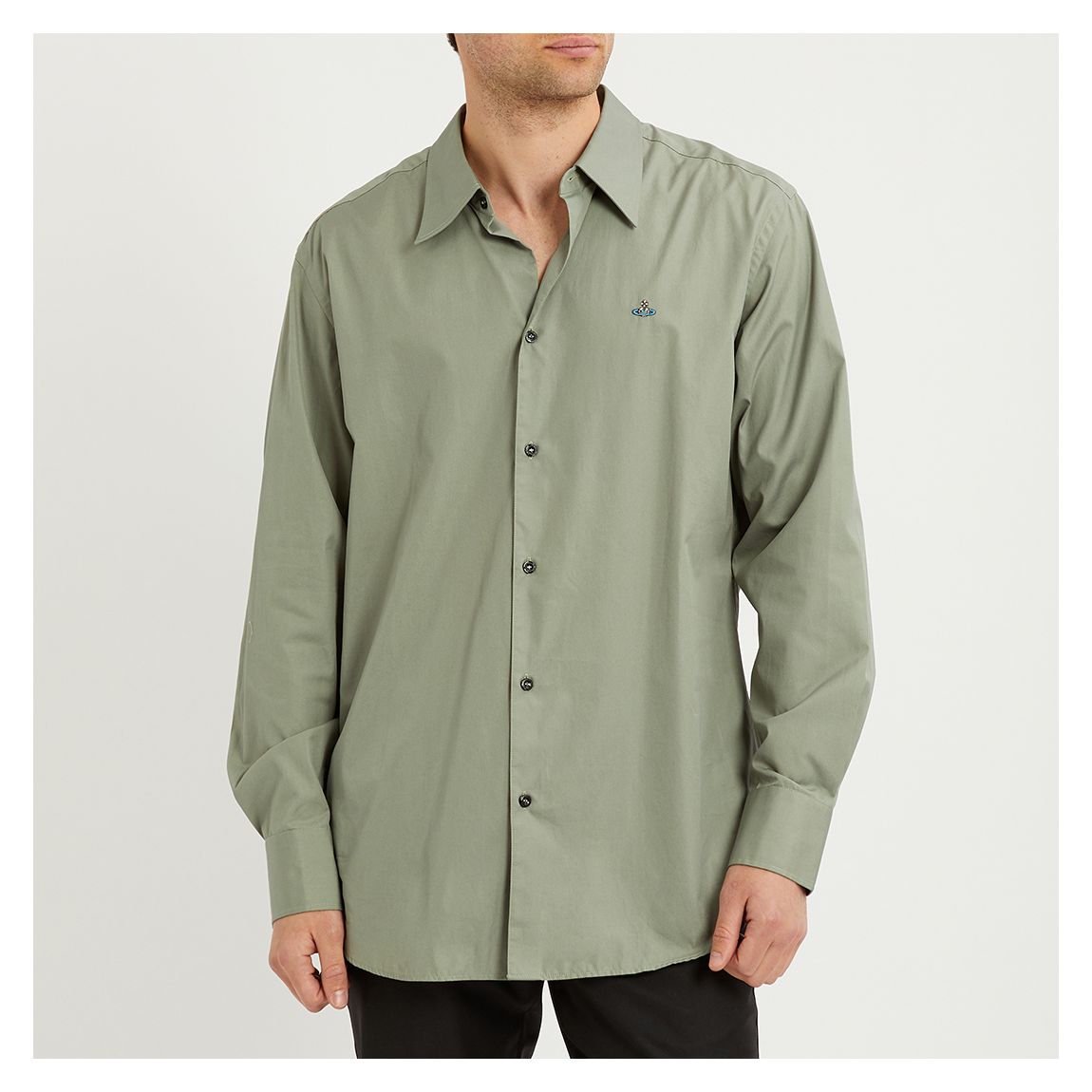 Green Embroidered Logo Cotton Shirt main product photo
