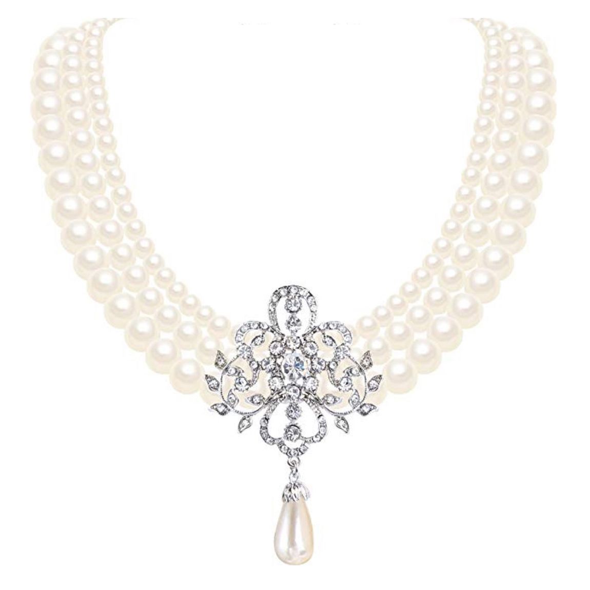 Crystal & Pearl Statement Necklace main product photo