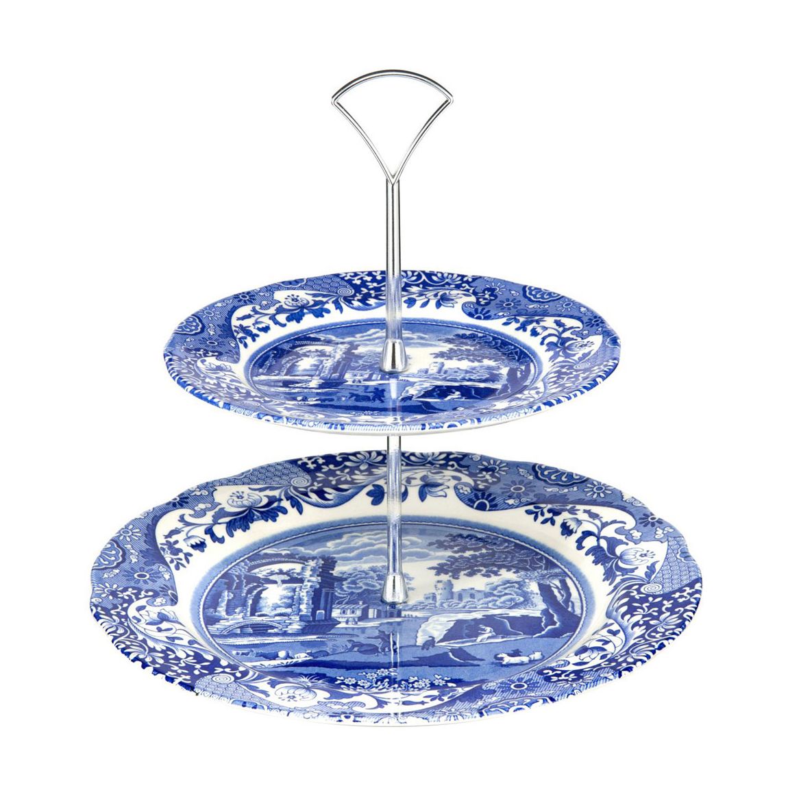 Blue Italian 2-Tier Cake Stand main product photo
