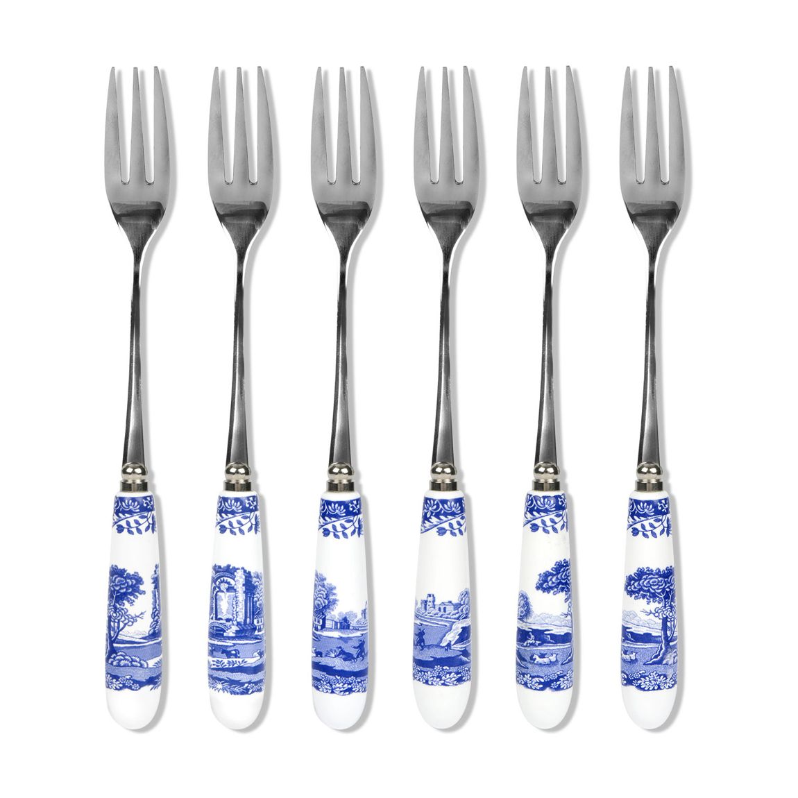 Set of 6 Blue Italian Pastry Forks main product photo