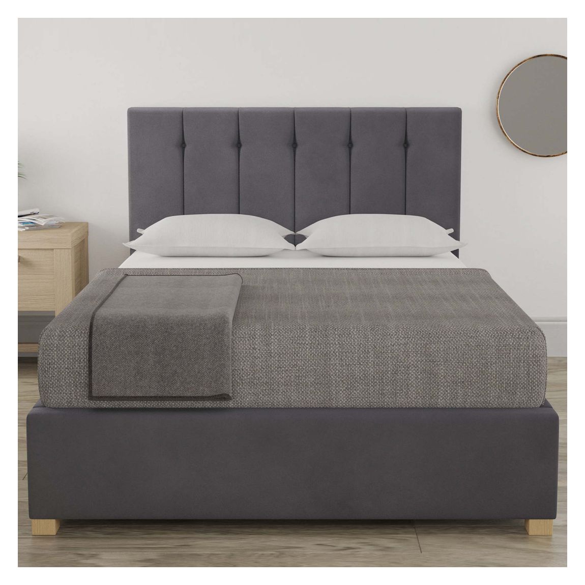 Pimlico Steel King Plush Velvet Ottoman Bed main product photo