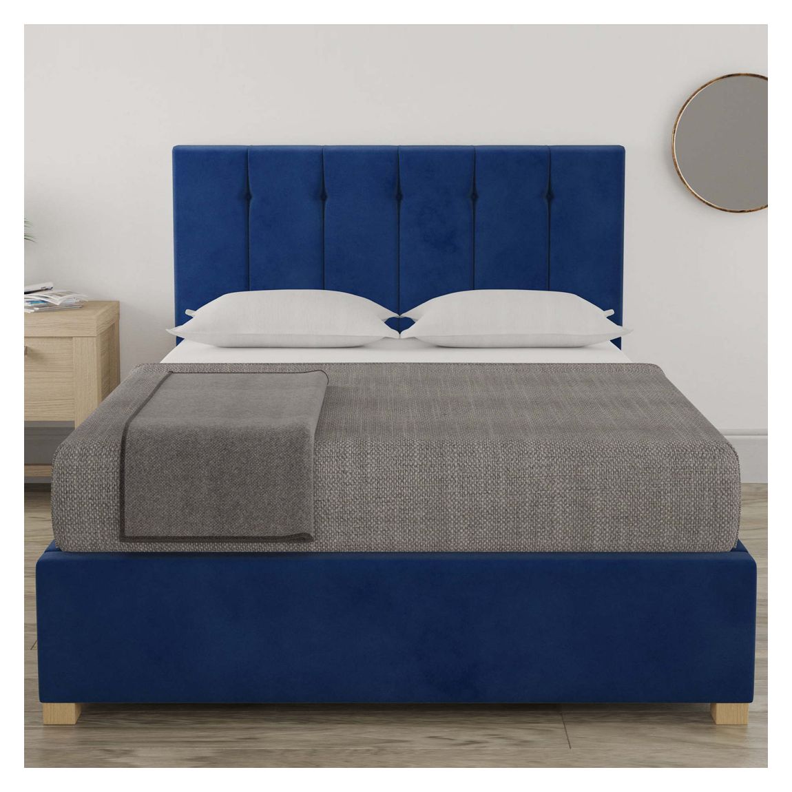 Pimlico Navy Double Plush Velvet Ottoman Bed main product photo