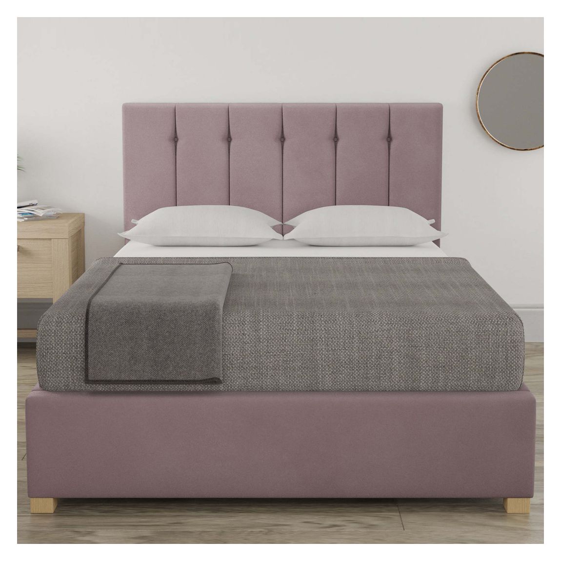 Pimlico Blush King Plush Velvet Ottoman Bed main product photo