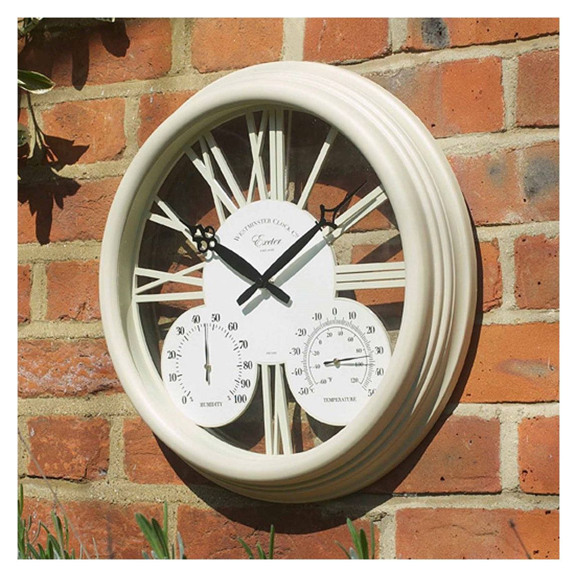 Cream Exeter Wall Clock and Thermometer main product photo