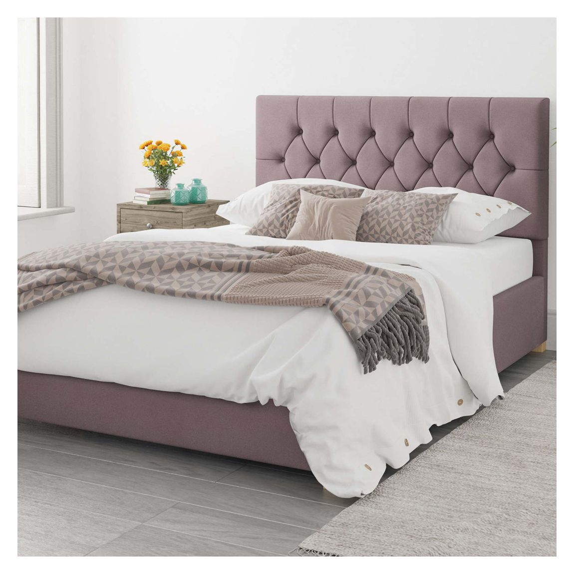 Olivier Blush Superking Plush Velvet Ottoman Bed main product photo