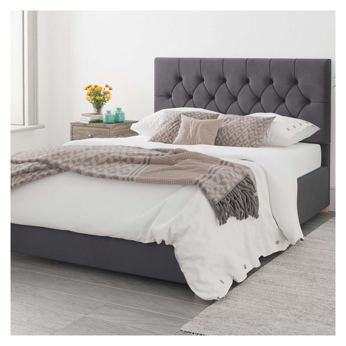 Olivier Steel Double Plush Velvet Ottoman Bed main product photo