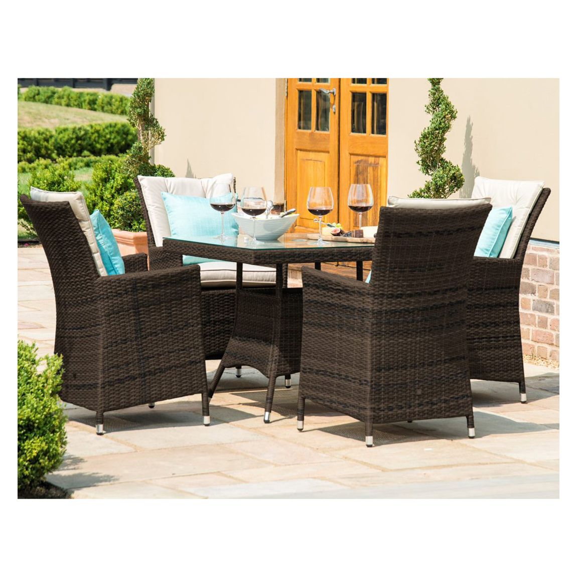 LA 4 Seat Square Dining Set, Brown main product photo