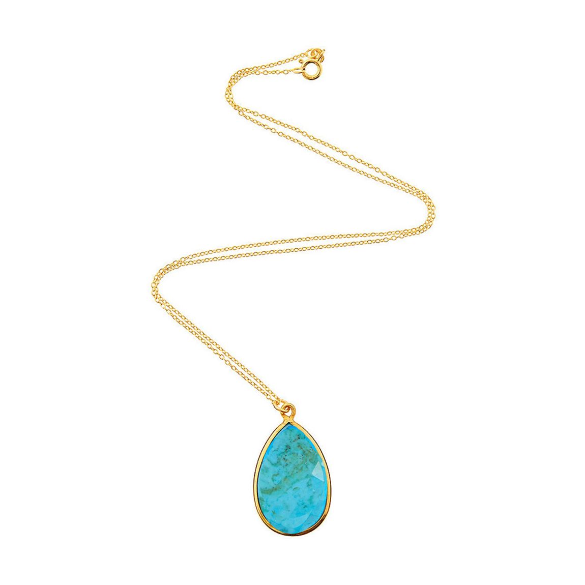 18k Turquoise Pear Drop Pendant Necklace main product photo
