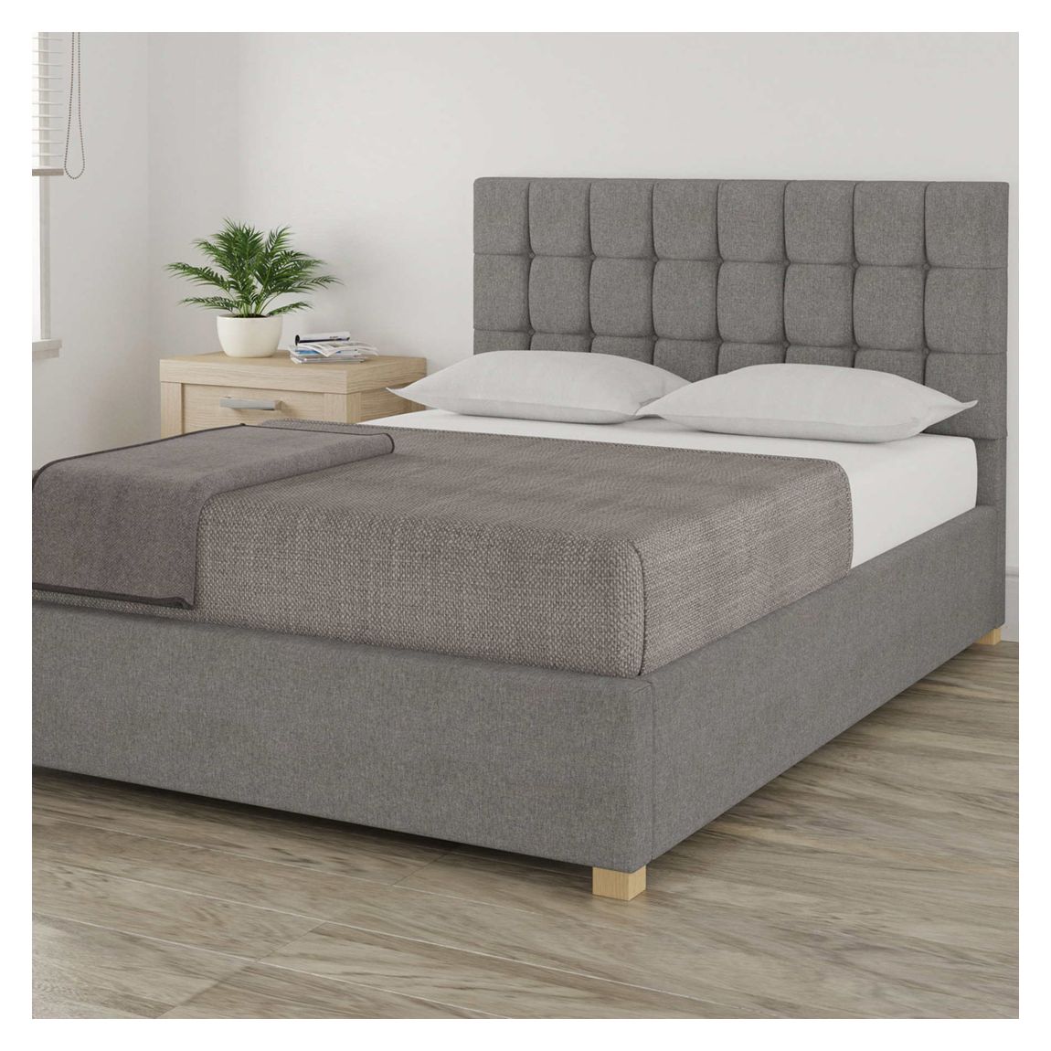 Aldgate Grey Double Eire Linen Ottoman Bed main product photo
