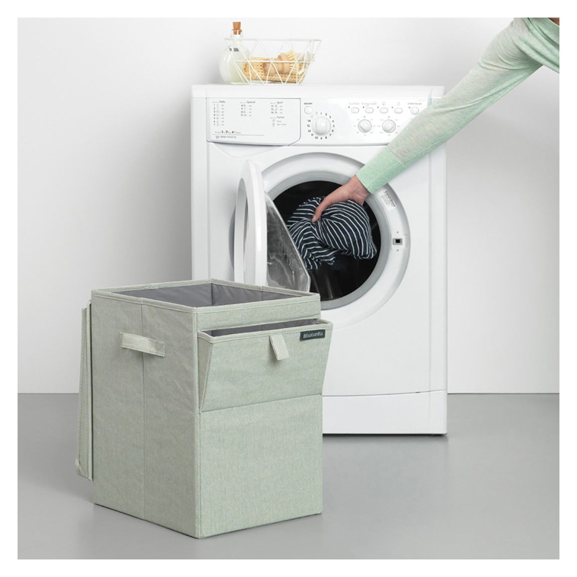 Pepper Green Stackable Laundry Box, 35L main product photo