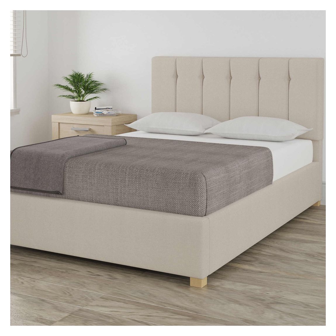 Pimlico Off White Double Eire Linen Ottoman Bed main product photo