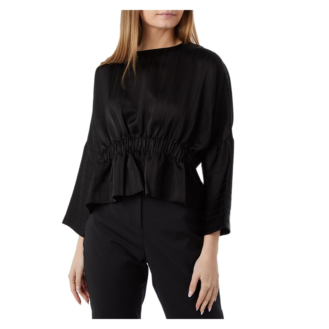 Black Cropped Peplum Top main product photo
