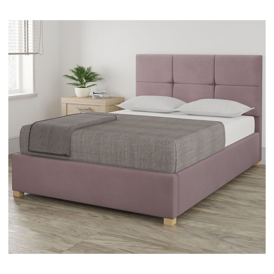 Farringdon Blush King Plush Velvet Ottoman Bed main product photo