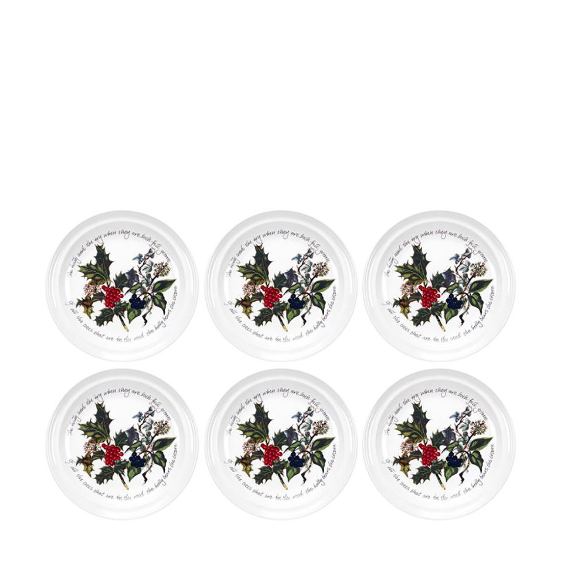 Set of 6 The Holly & The Ivy Plates, 18.5cm main product photo