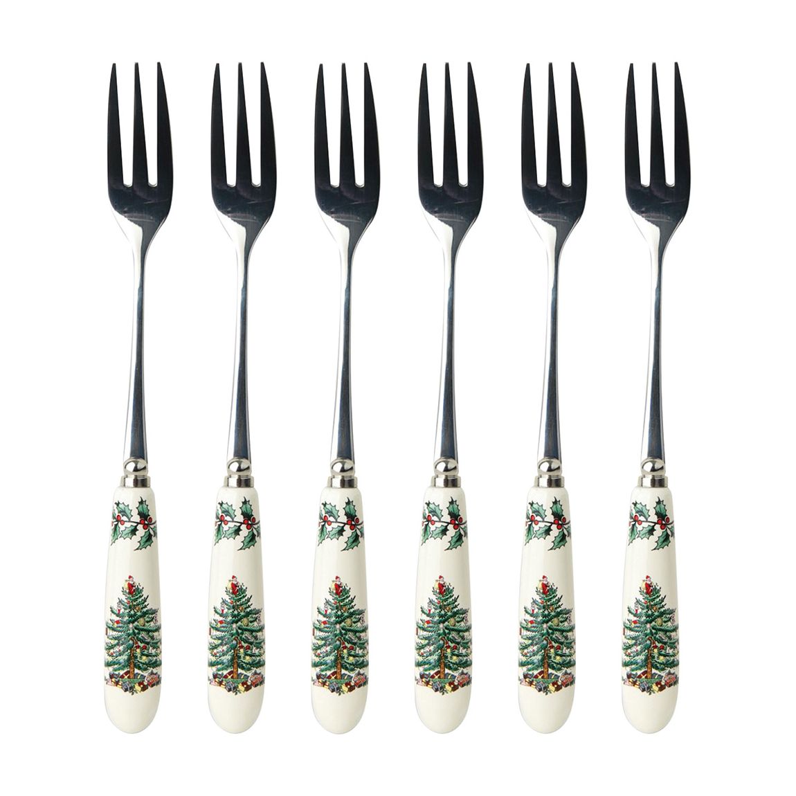 Set of 6 Christmas Tree Pastry Forks main product photo