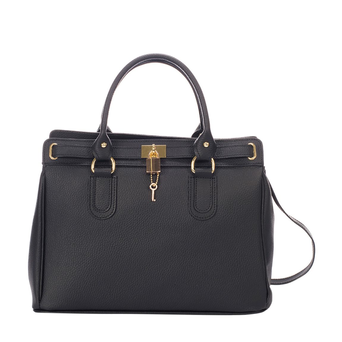 Black Leather Top Handle Bag main product photo