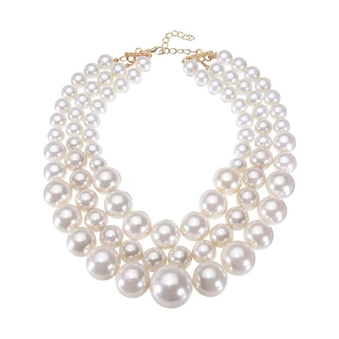 18K Gold Plated Multi Strand Pearl Necklace main product photo