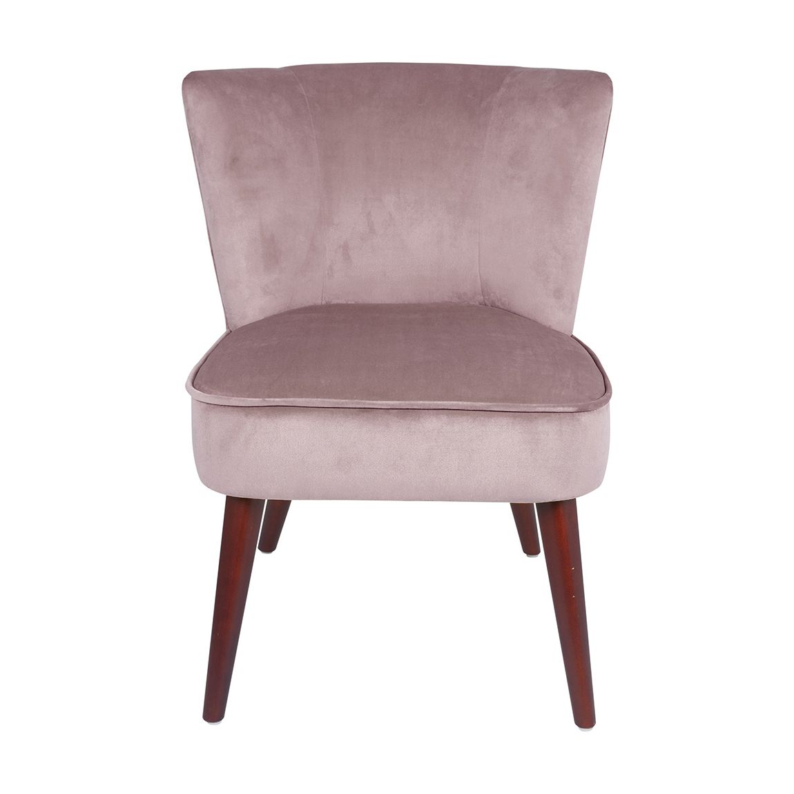 Positano Blush Pink Velvet Retro Cocktail Chair with Walnut Effect Legs main product photo