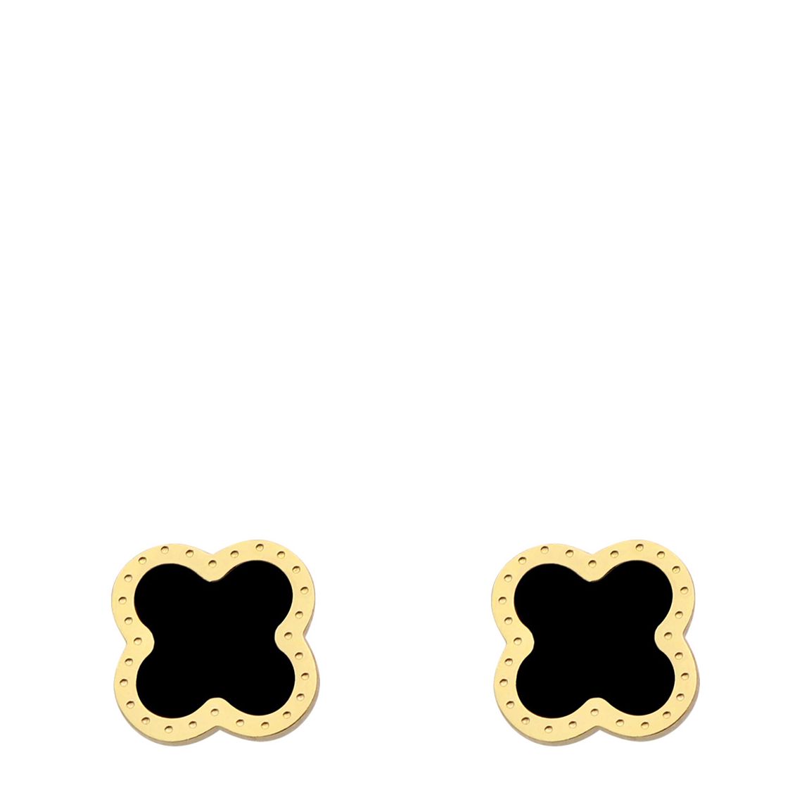 Gold & Onyx Clover Earrings main product photo