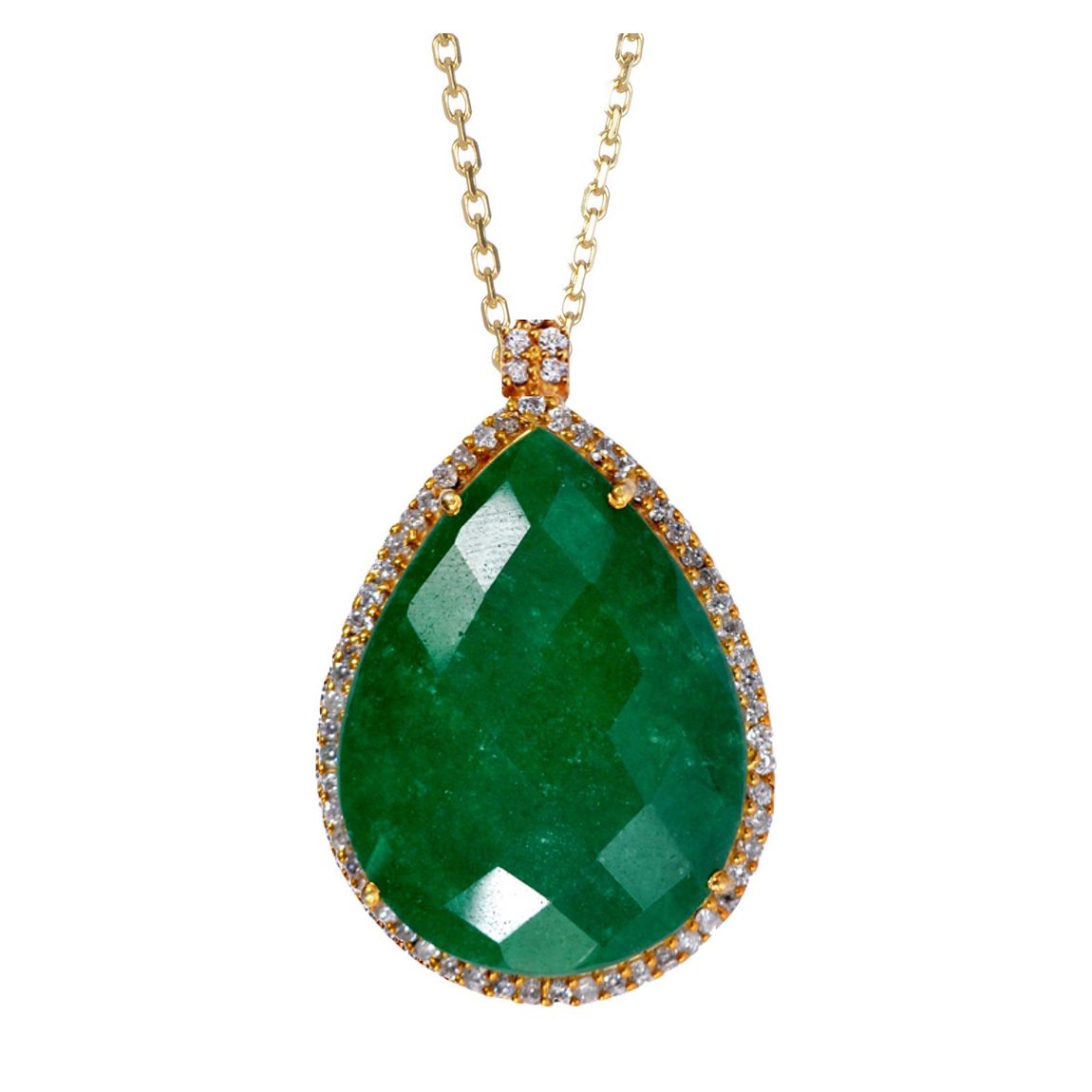 Gold Plated / Emerald Halo Pendant Necklace main product photo
