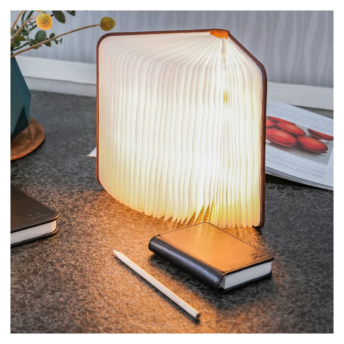 Large Brown Leather Smart Book Light main product photo