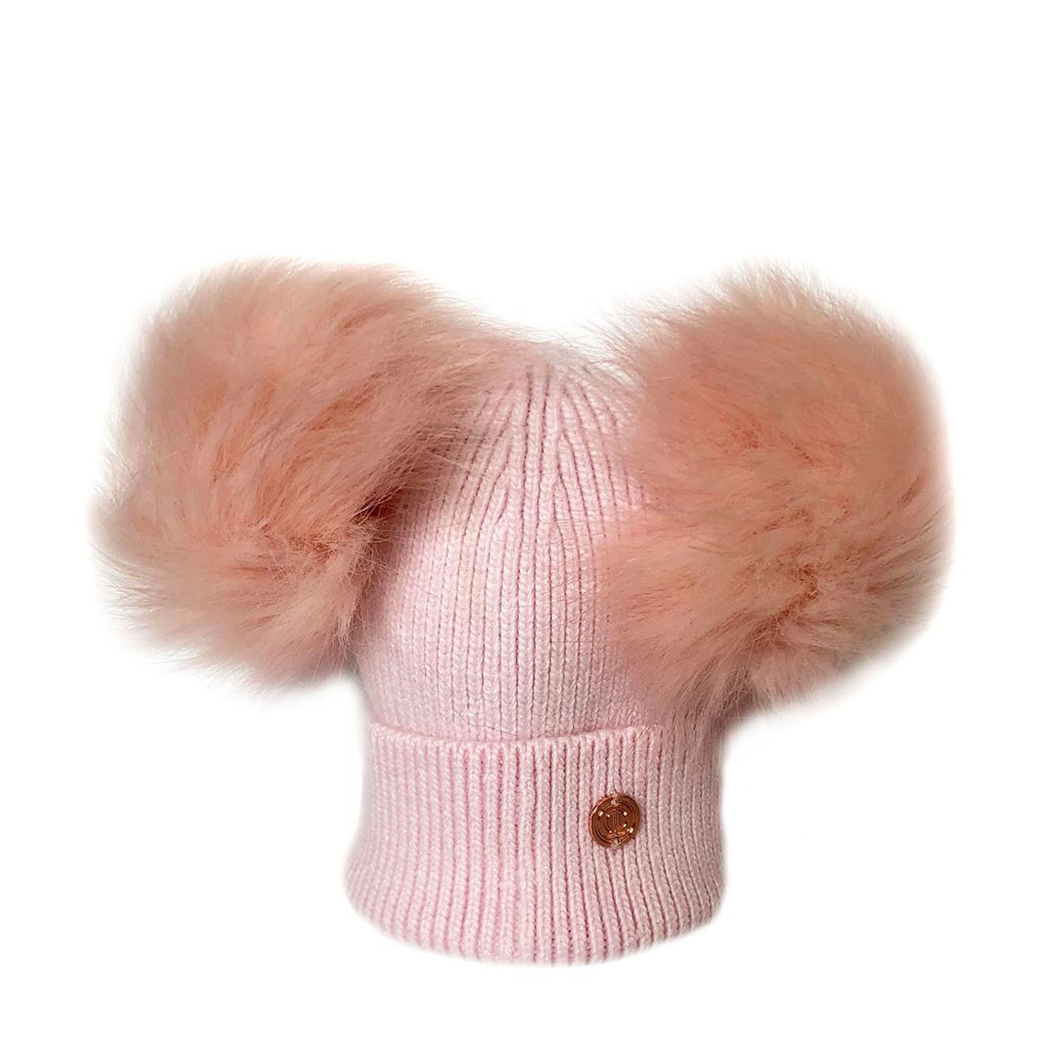 Newborn Pink Cashmere Pom Pom Beanie Hat main product photo