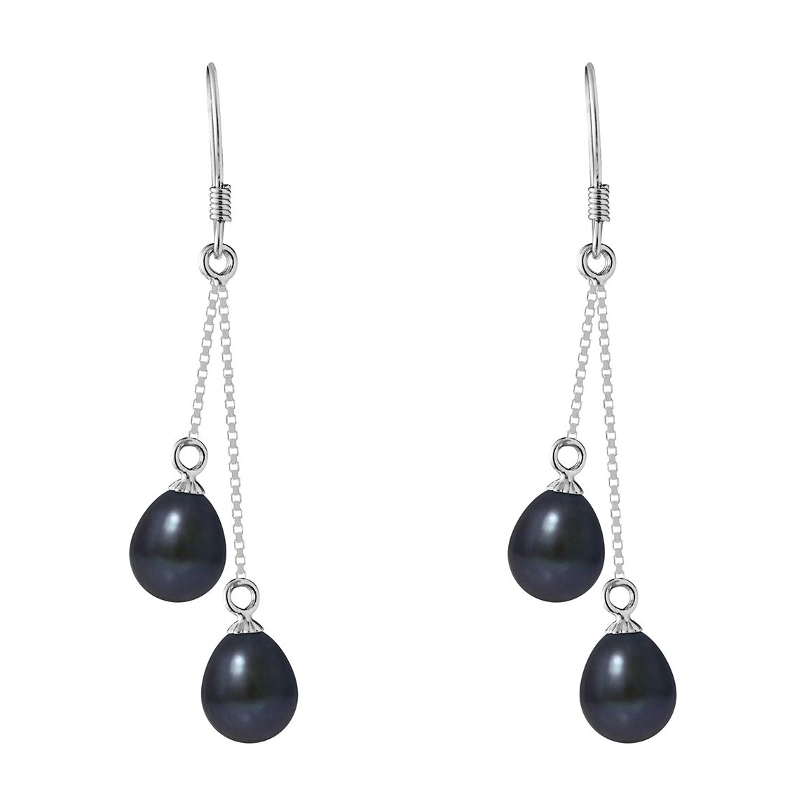 Black Tahitian Style Pear Drop Earrings 8-9mm main product photo
