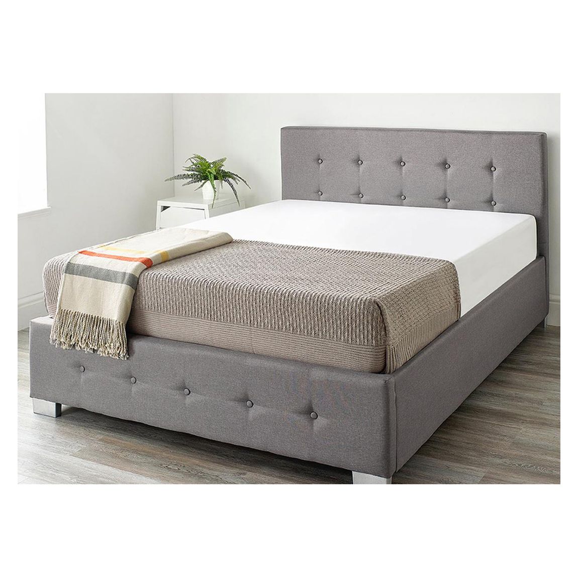 Ashford Natural Linen Superking Ottoman Bed, Grey main product photo