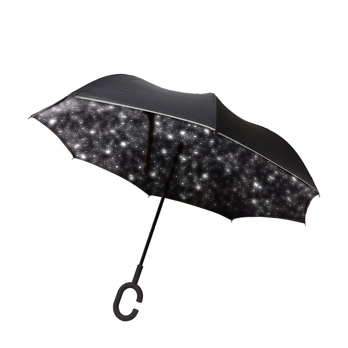 Black Reversible Umbrella With Star Interior main product photo