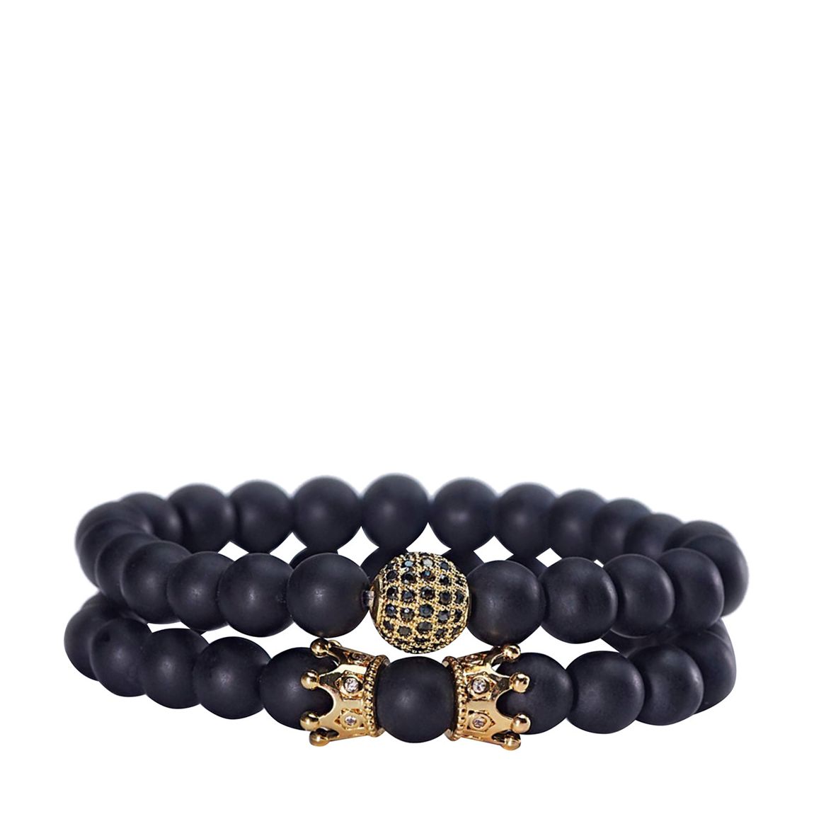 18K Gold Matte Black Zirconia Bracelet Set main product photo