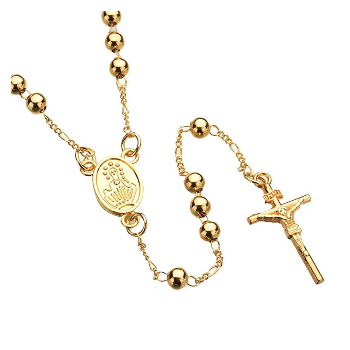 Men's Gold Religious Rosary Necklace main product photo