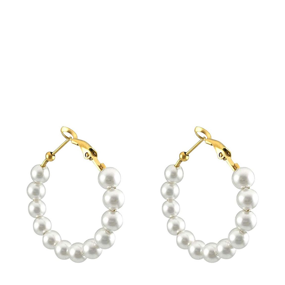 18K Gold Plated Pearl Hoop Earrings main product photo