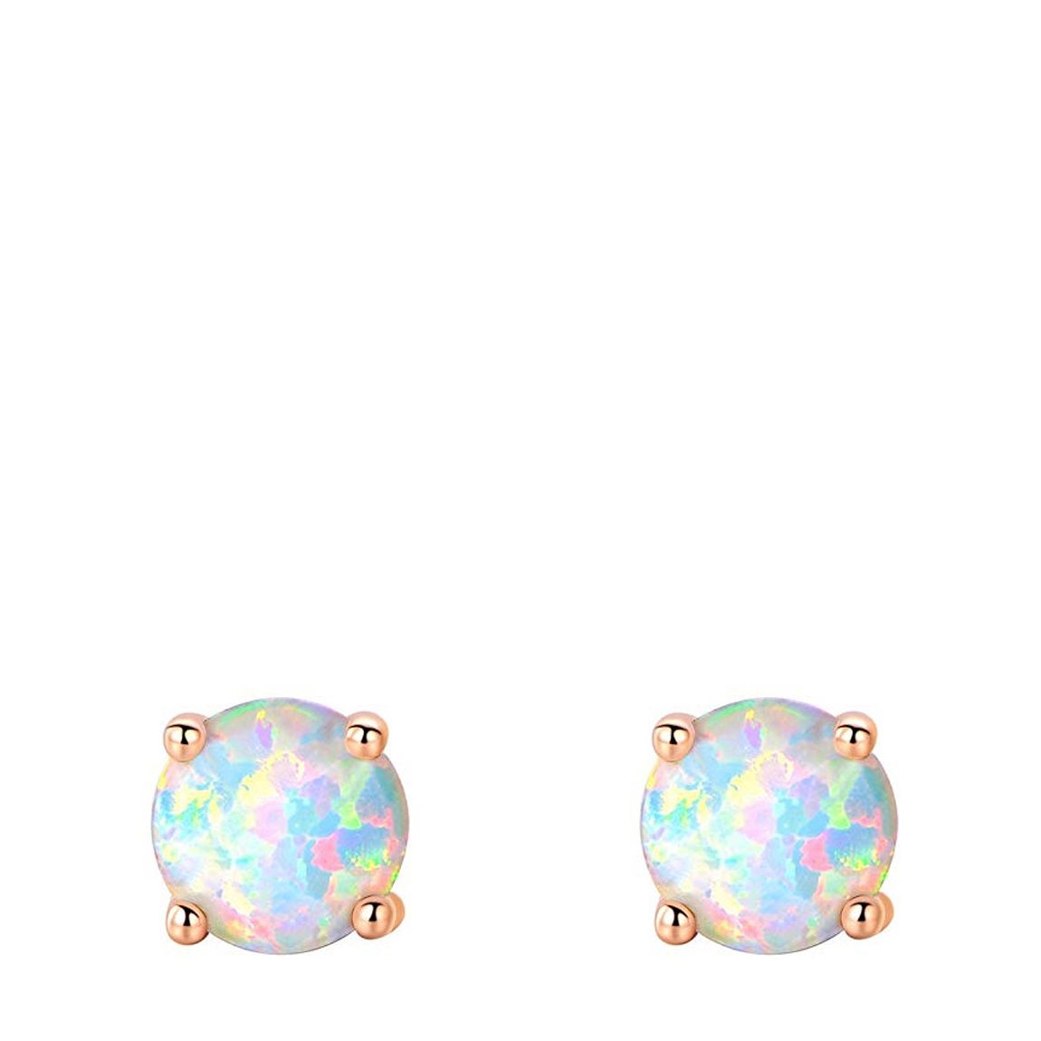 18K Rose Gold Plated White Opal Stud Earrings main product photo