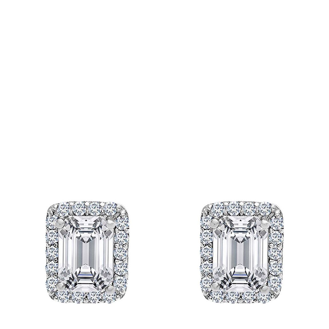 Sterling Silver Plated Emerald Cut Stud Earrings main product photo