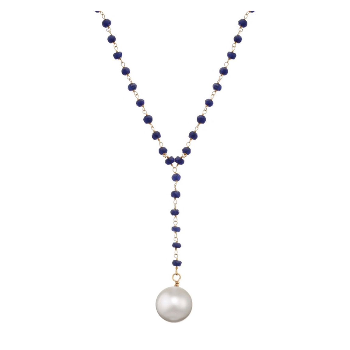 18K Gold Sapphire & Pearl Y Necklace main product photo